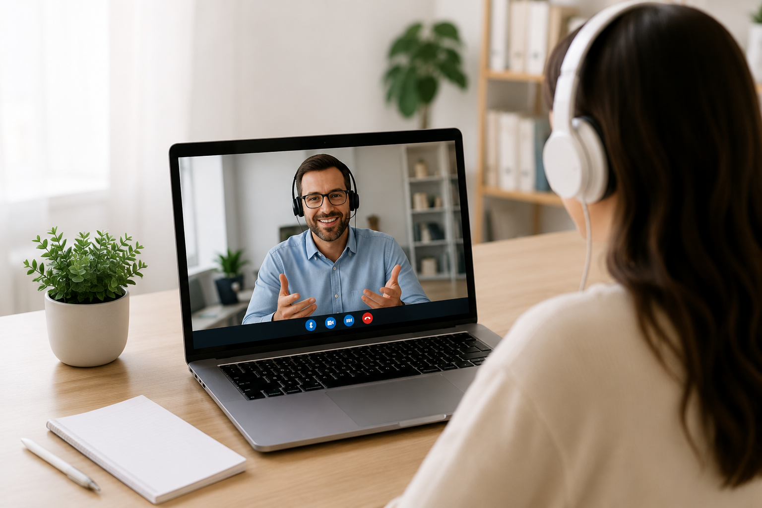 Candidate participant à une séance de coaching en ligne