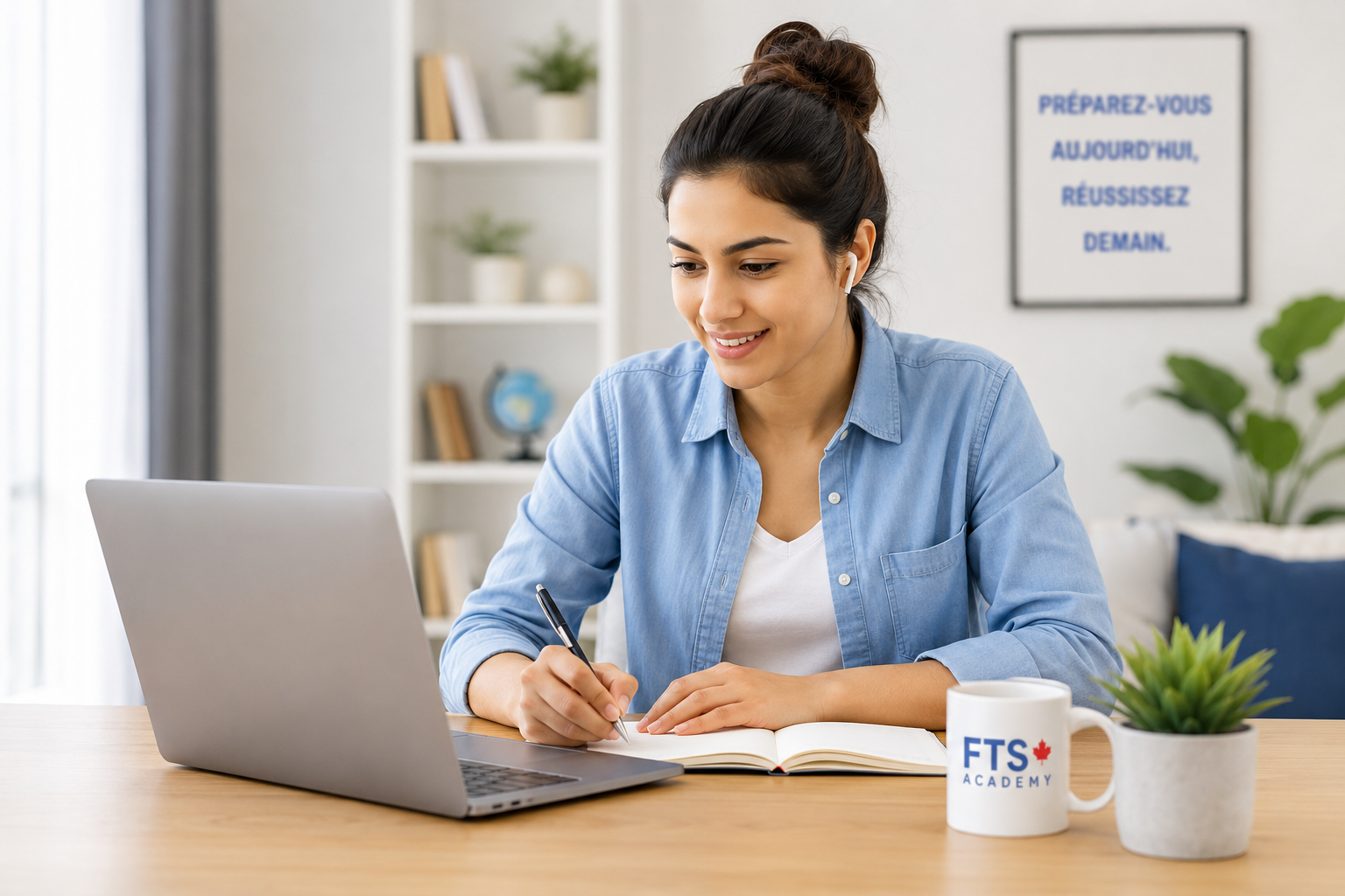 Candidate preparing for the TCF and TEF exams with the FTS® Method
