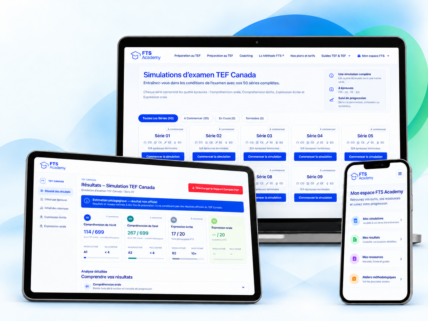 Plateforme FTS Academy : séries TEF, résultats et ressources pédagogiques